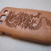 Samsung Galaxy S3  case - wooden cases walnut / cherry or bamboo -  Dragon