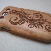 Samsung Galaxy S3  case - wooden cases walnut / cherry or bamboo -  Flower