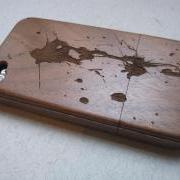 Iphone 4 case - wooden cases bamboo, cherry and walnut wood - Paint splash 