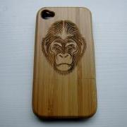 Monkey - Bamboo Iphone case 4S laser- engraved