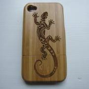 Lizard - Bamboo Iphone case 4S laser engraved