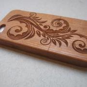 Iphone 5 case - wooden cases bamboo, cherry and walnut wood - Flower