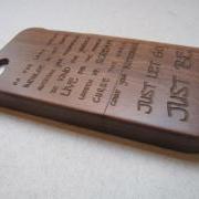Iphone 5 case - wooden cases bamboo, cherry and walnut wood - Just let go, just be - laser- engraved