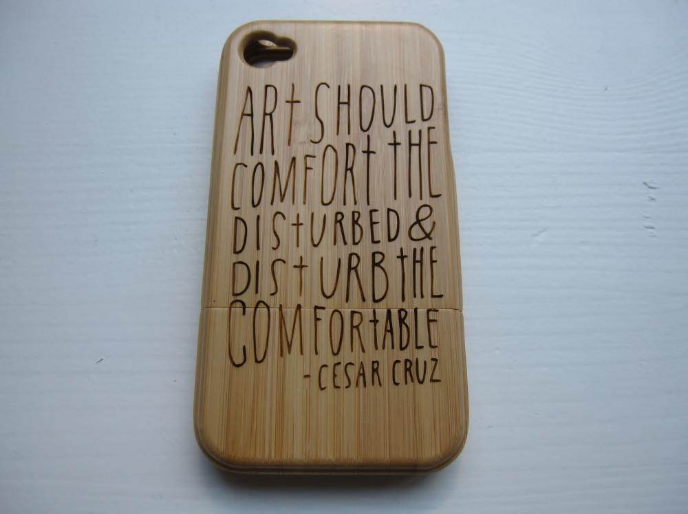 Iphone 4 Case - Wooden Cases Bamboo, Cherry And Walnut Wood - Art Should Disturb - Laser- Engraved