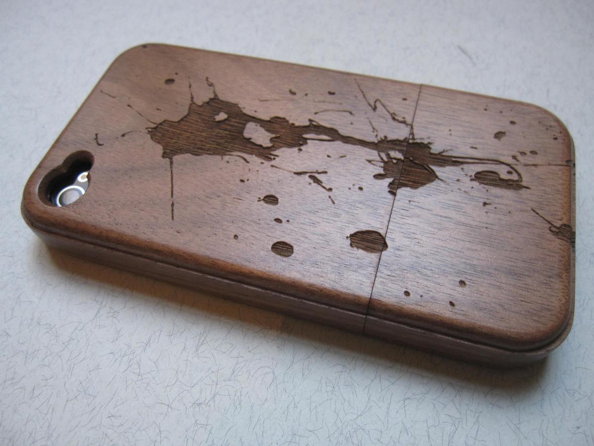 Iphone 4 Case - Wooden Cases Bamboo, Cherry And Walnut Wood - Paint Splash