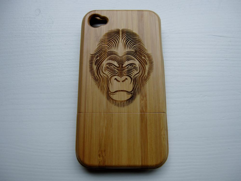 Monkey - Bamboo Iphone Case 4s Laser- Engraved