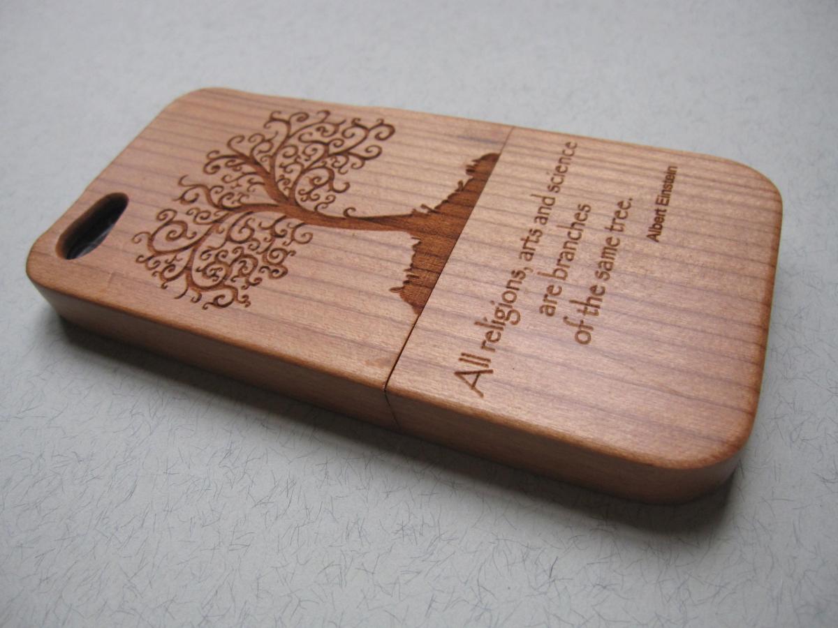 Iphone 5 Case - Wooden Cases Bamboo, Cherry And Walnut Wood - Tree - Laser-engraved